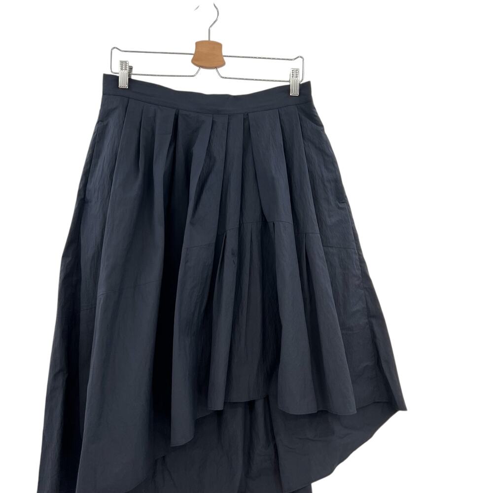 Brunello Cucinelli Pleated Asymmetric Skirt Cotton Navy Blue Size US 8 - Picture 4 of 14